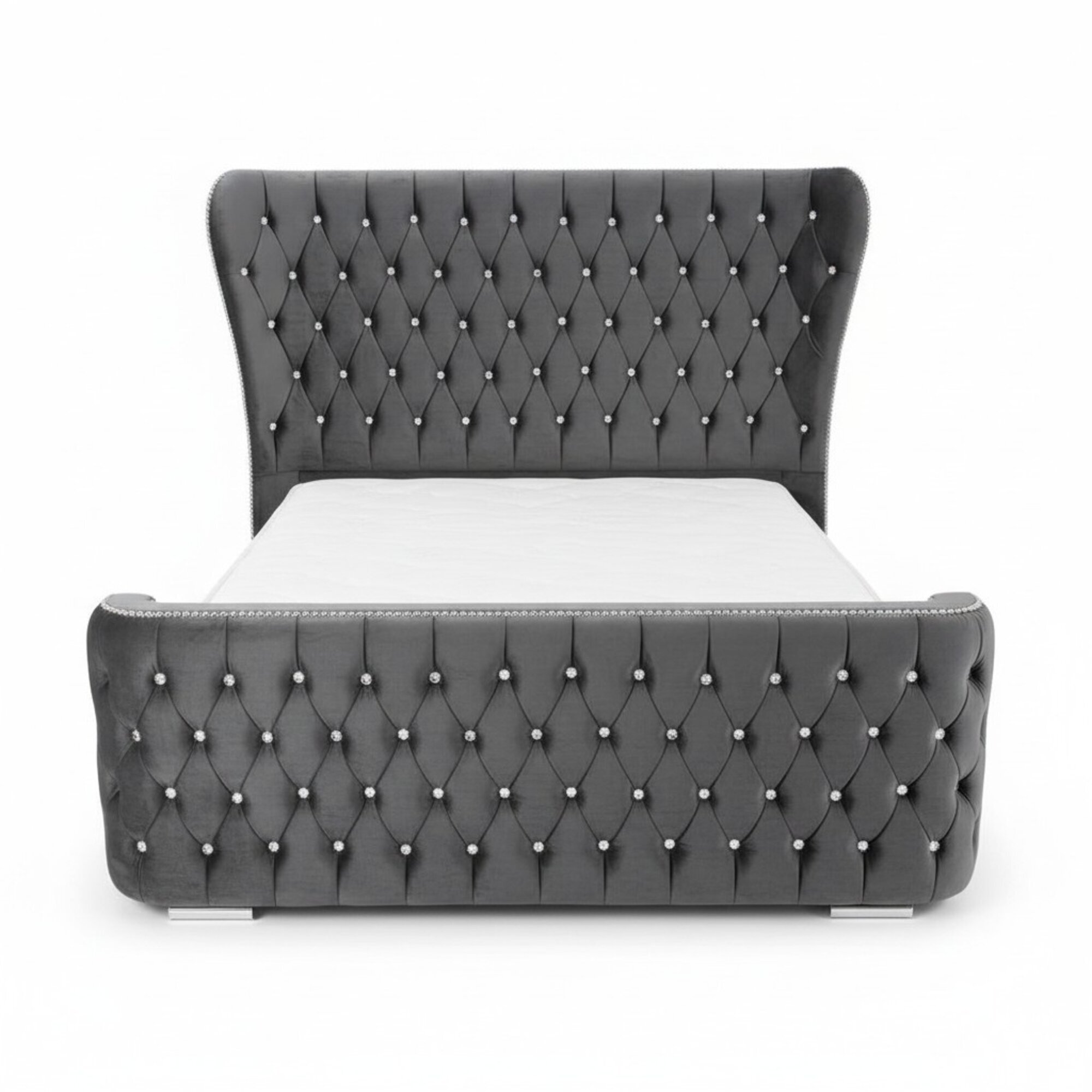 Chesterfield Hotel Doppel Leder Bett Schlafzimmer Polster Luxus Betten