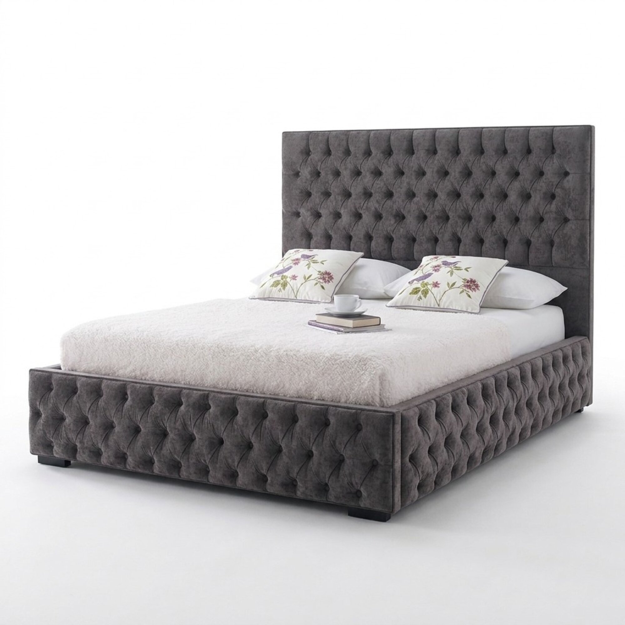 Chesterfield Hotel Doppel Leder Polster Bett Schlafzimmer Luxus Betten