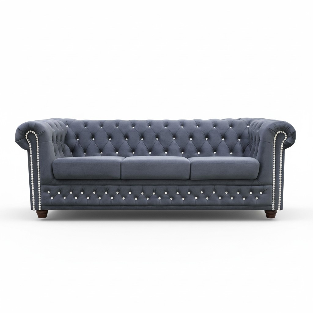 Chesterfield Ledersofa Sofa Couch Polster Garnitur 3+1 Bettfunktion Schlafsofa