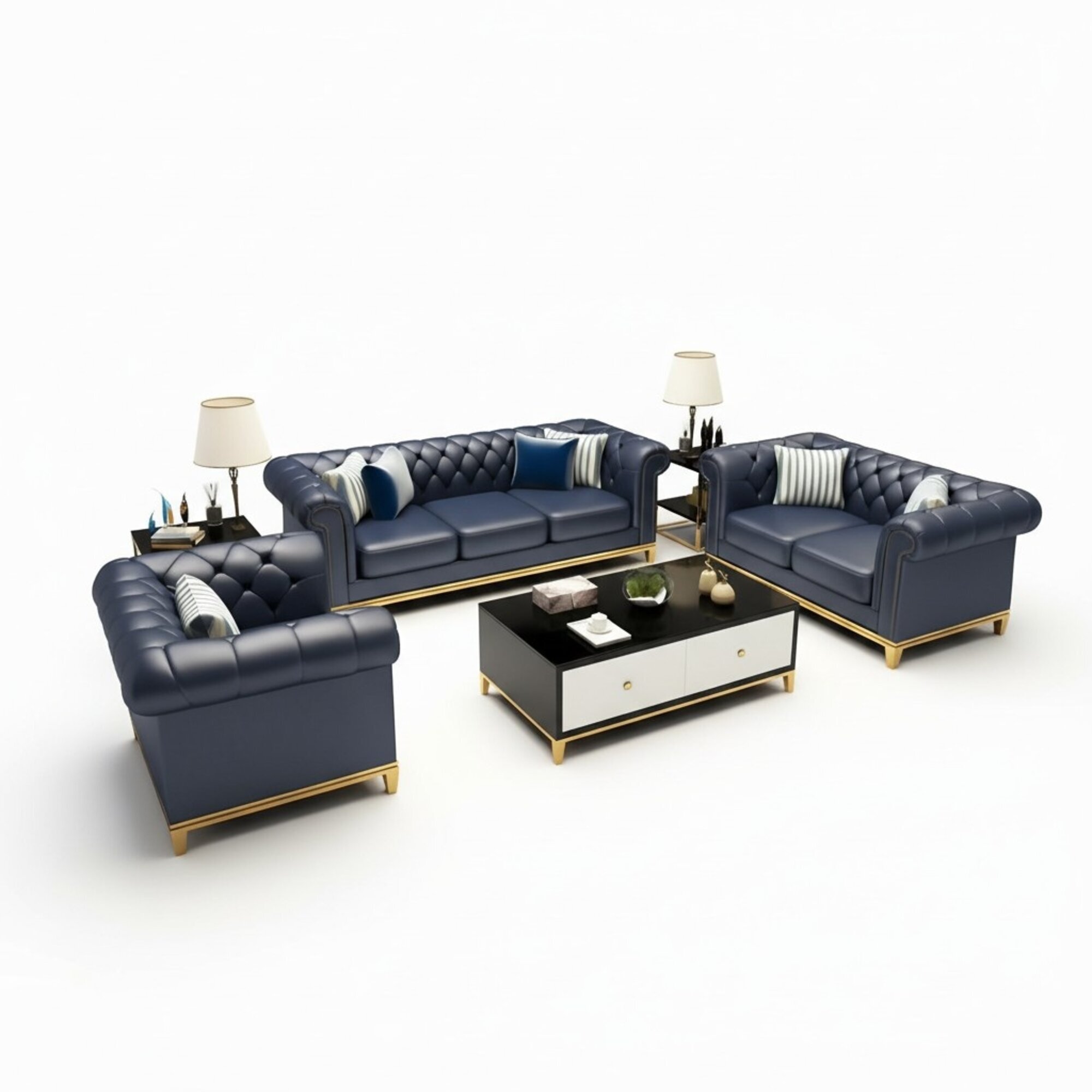 Chesterfield Luxus Sofa Couch Polster Sitz Garnitur Leder 321 Sitzer Couchen