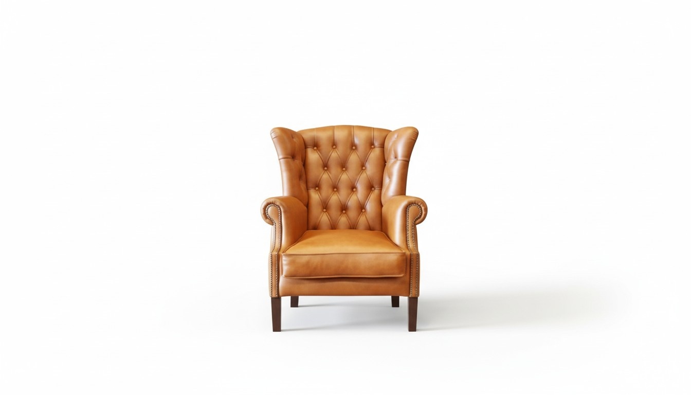 Chesterfield Ohrensessel Sessel Polster Fernseh BÃ¼ro Couch 100% Echtes Leder