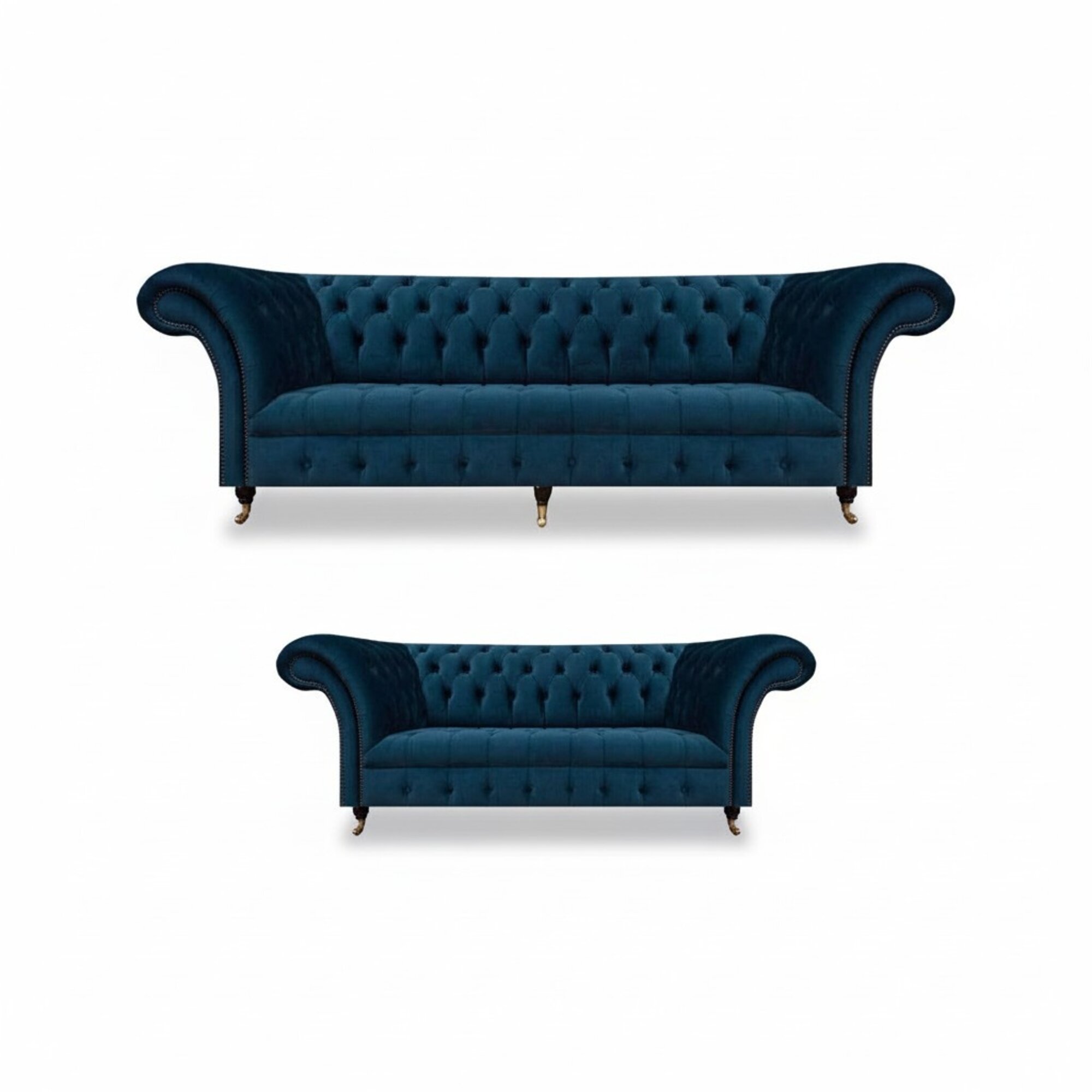 Chesterfield PolstermÃ¶bel Designer Blaue Wohnzimmer Couchen 2tlg Set