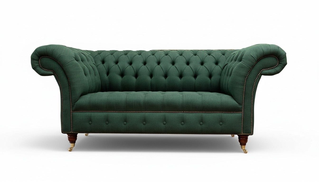 Chesterfield Sofa 2 Sitzer Polster Sofas GrÃ¼n Luxus Stoffsofas Textil