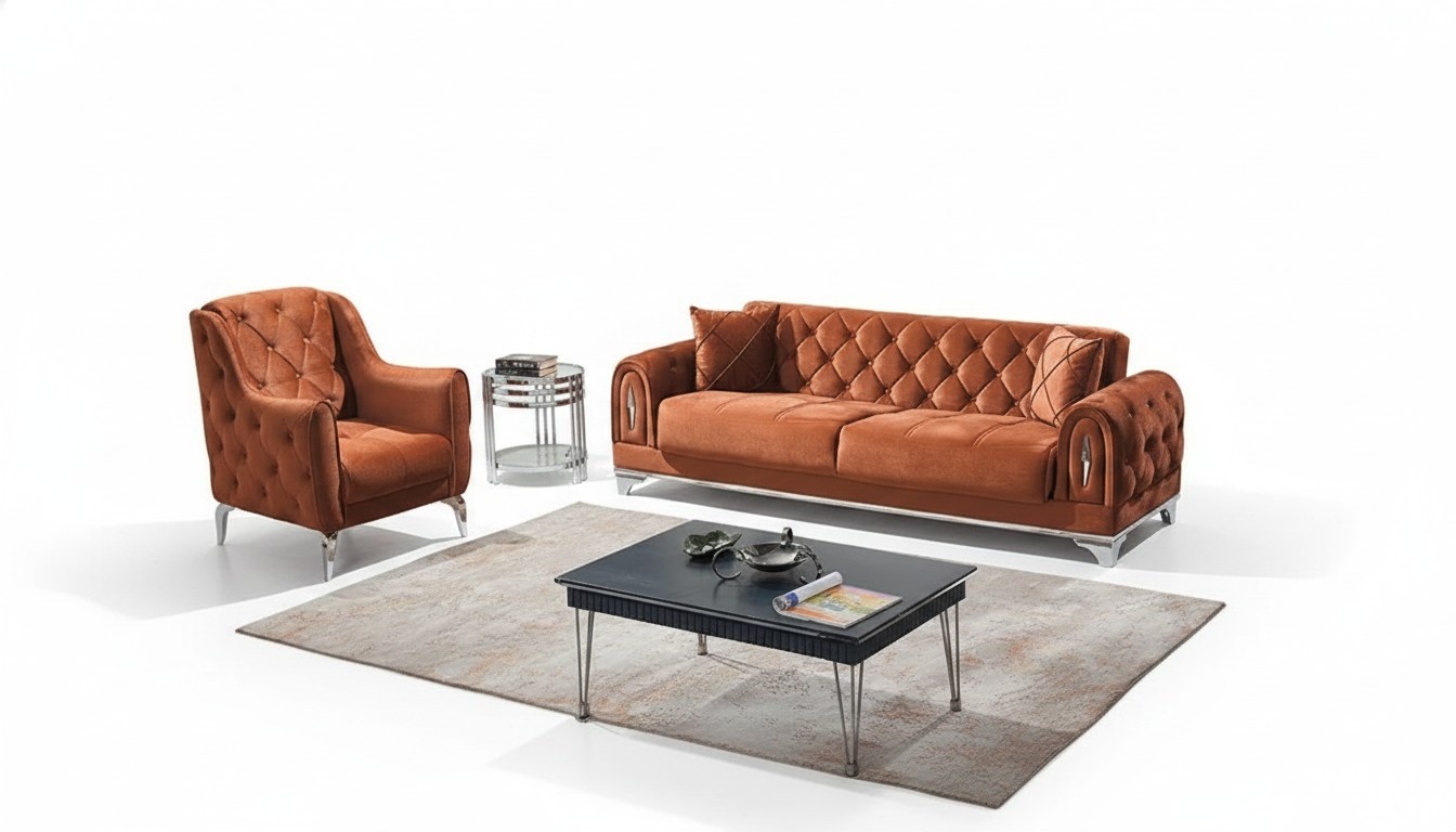 Chesterfield Sofagarnitur 3+1 Sizer Braun Luxus PolstermÃ¶bel Wohnzimmer