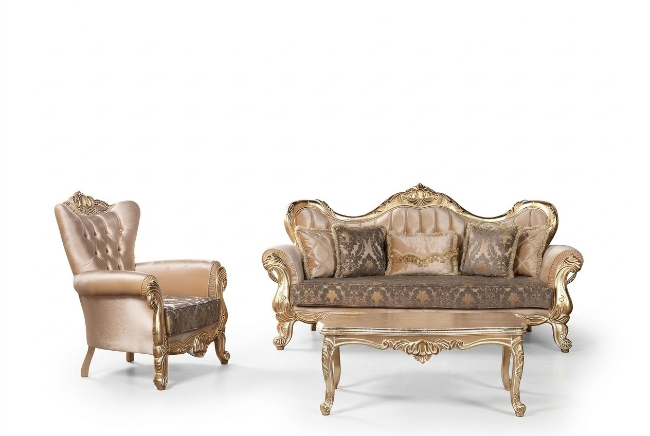 Chesterfield Sofagarnitur Couch Polster MÃ¶bel Barock Rokoko Tisch 3tlg