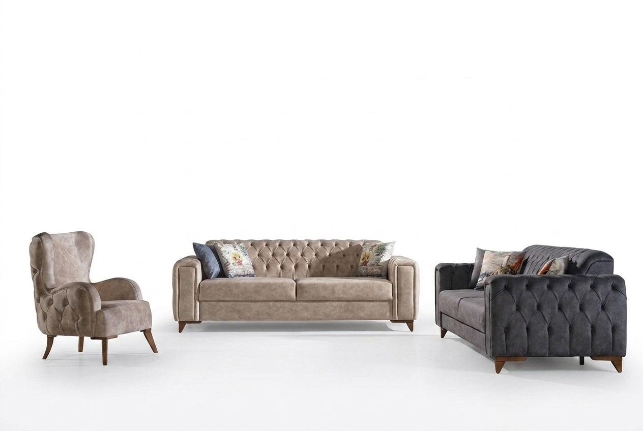 Chesterfield Sofagarnitur Polster MÃ¶bel Set 3+3+1 Couchen Sitzgruppe