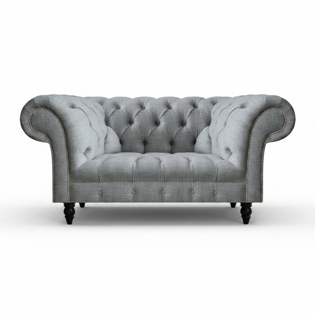 Chesterfield Wohnzimmer Zweisitzer Sofa Couch MÃ¶bel Grau LuxuriÃ¶se