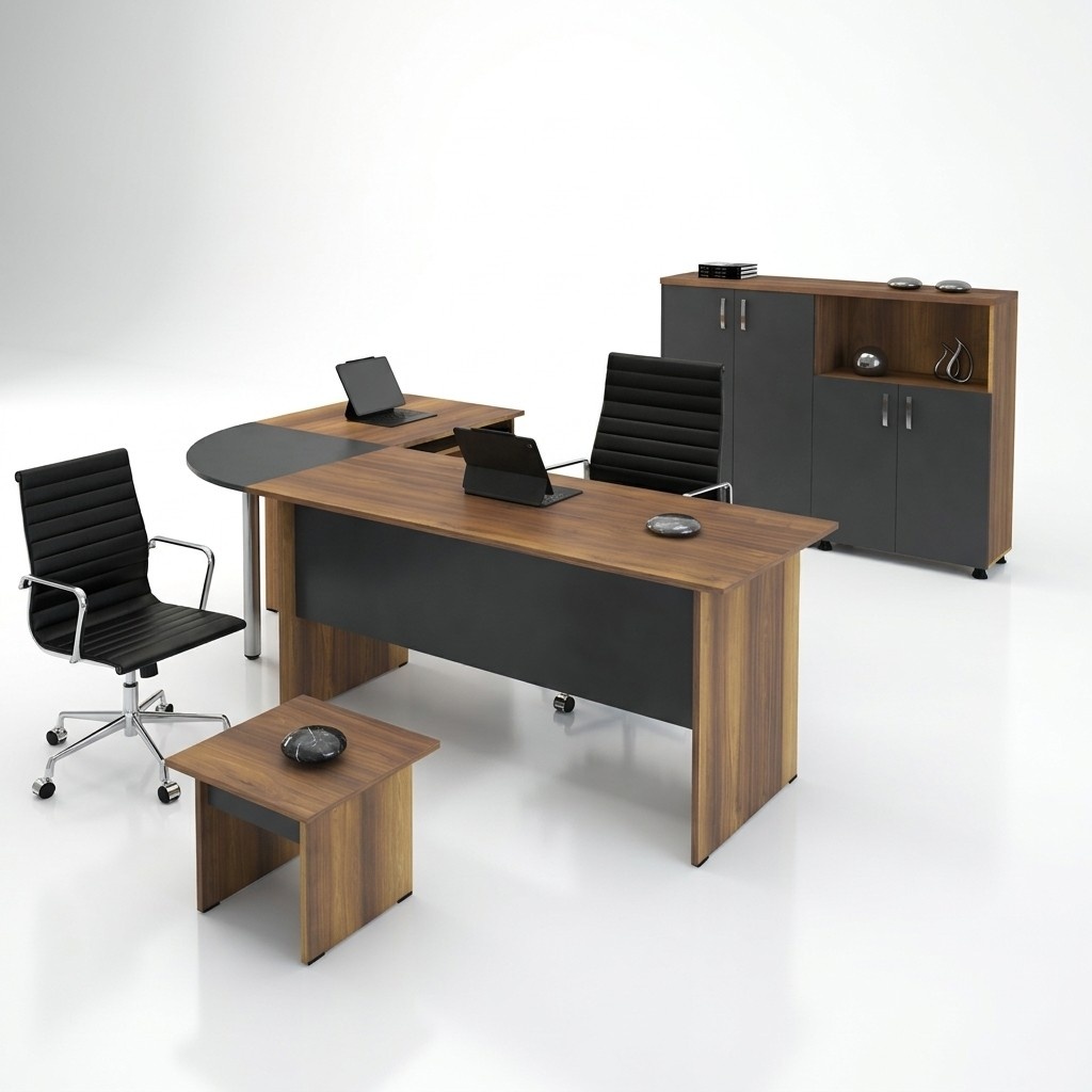 ComputermÃ¶bel Arbeitstisch BÃ¼romÃ¶bel EckbÃ¼rotisch 3tlg Holz Set Grau