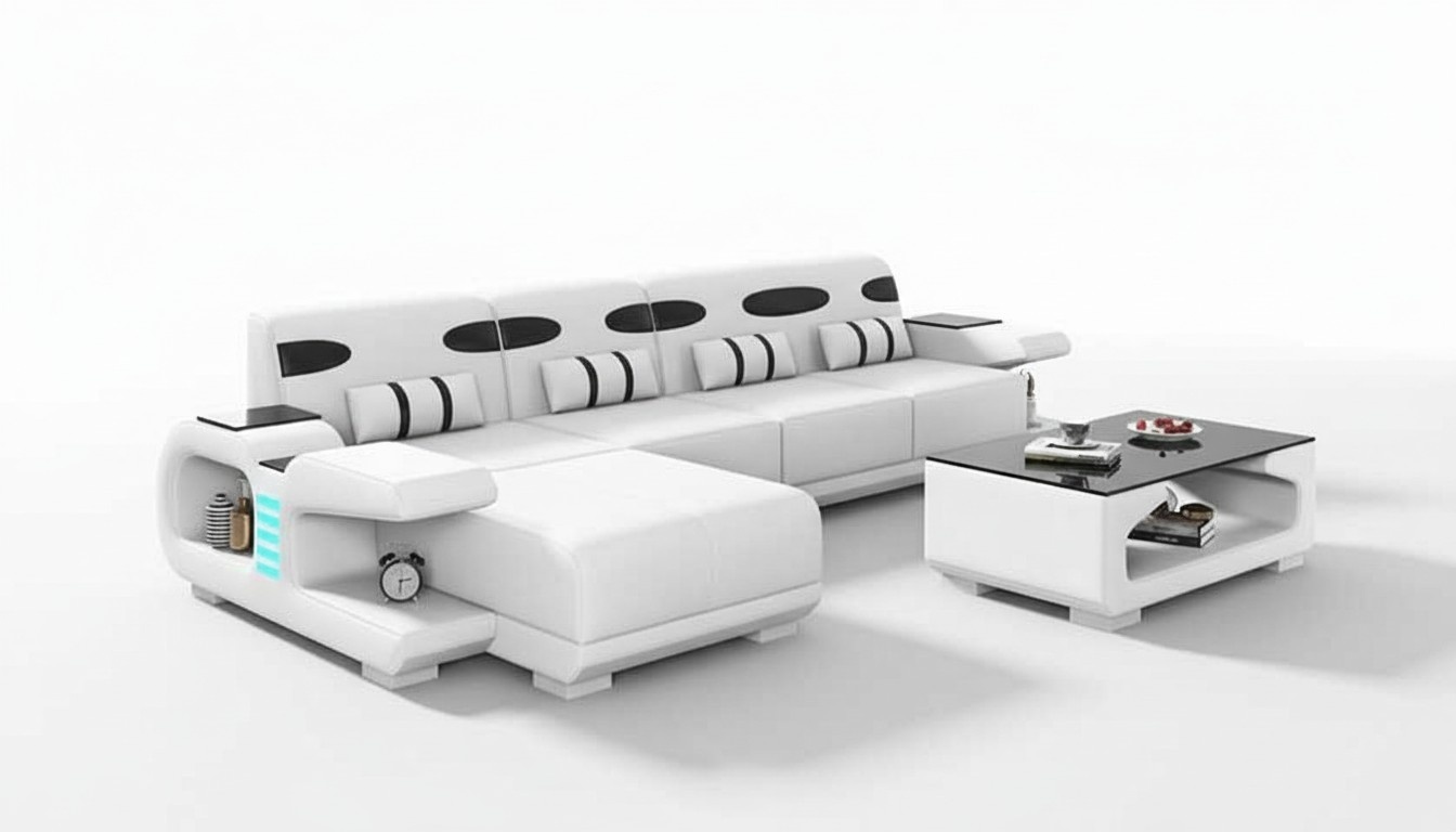 Couch Ecksofa L Form Liege WeiÃ Modern Ledersofa Kunstleder Sofa Sofas