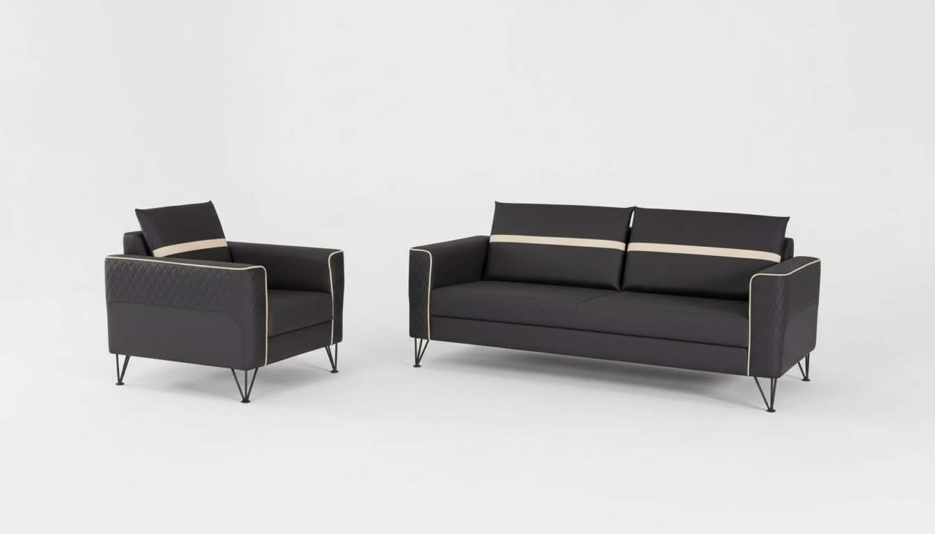 Couchgarnitur PolstermÃ¶bel Dreisitzer Sessel Designer Textil MÃ¶bel 2tlg 3+1