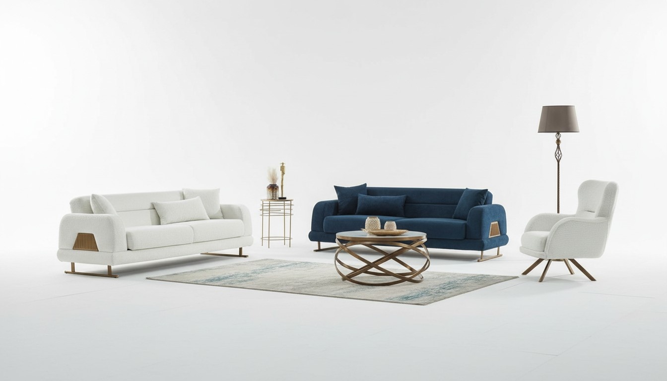 Couchgarnitur Sofa Polstersofa Dreisitzer Stoffsofa WeiÃ Sessel 3tlg