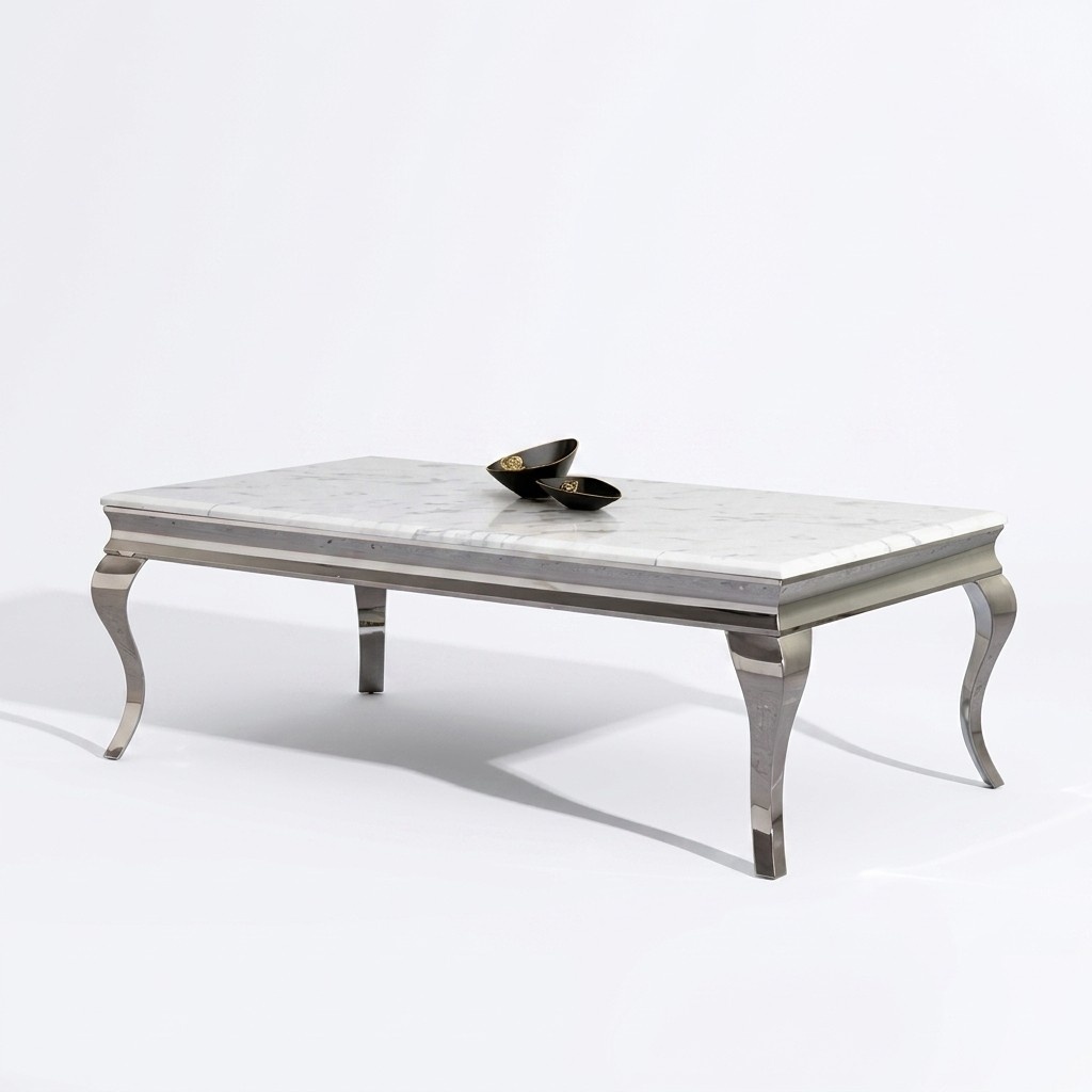 Couchtisch Design Wohnzimmer Luxus Tisch Sofa Beistelltisch 130x70 Silber