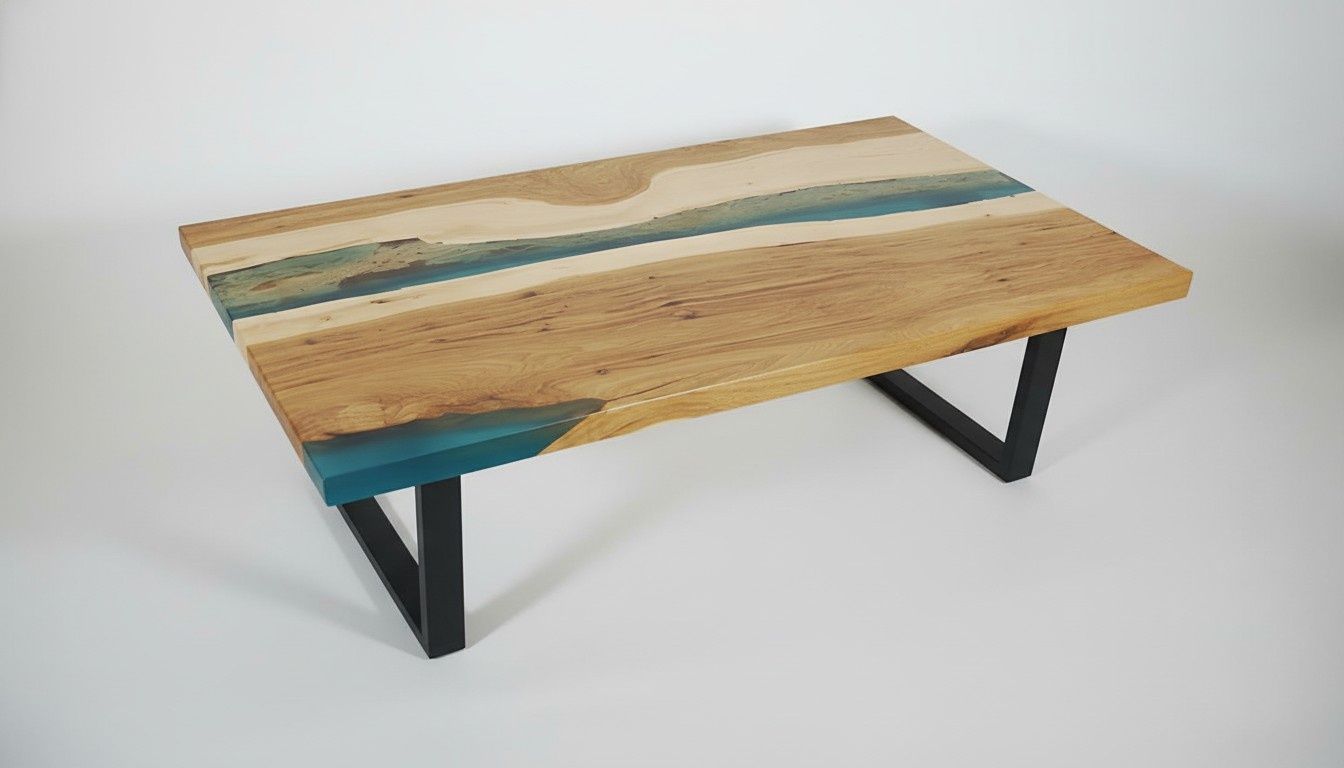 Couchtisch River Tisch Epoxidharz Massiv Tische 120x70 Flusstisch Echtes Holz