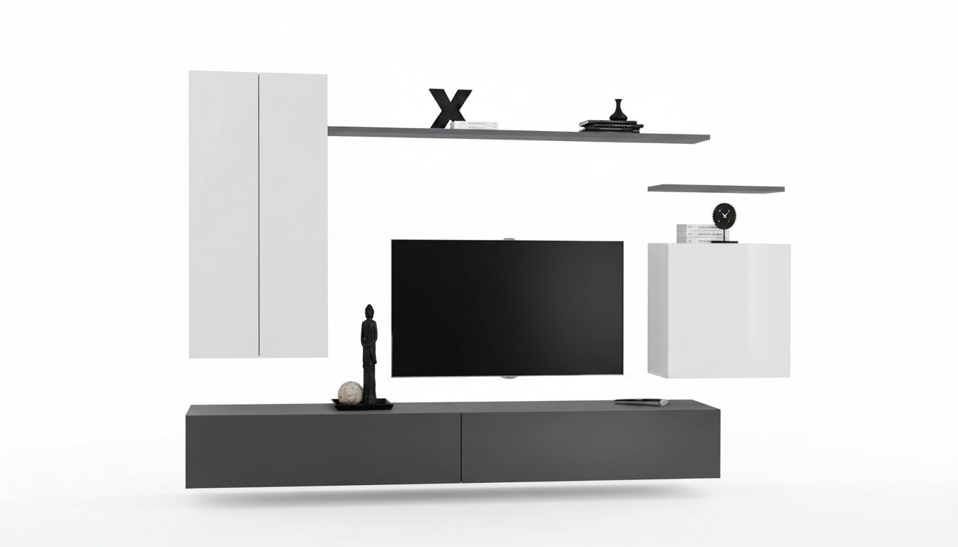 Designer Komplett Wohnzimmer Luxus Wohnwand Modern Holz Einrichtung TV Ständer
