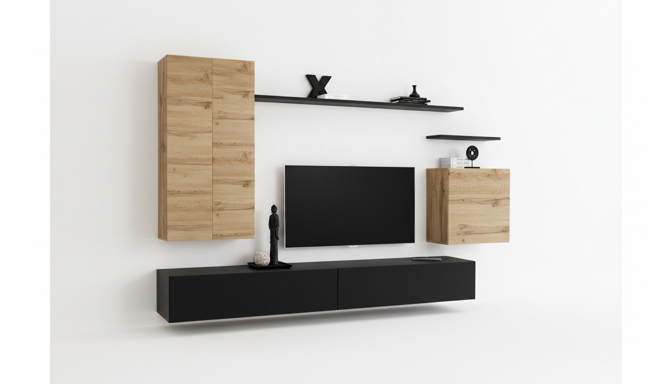 Wohnwand Wandschrank Wandregal Moderne Design TV-Ständer Wohnzimmer Einrichtung