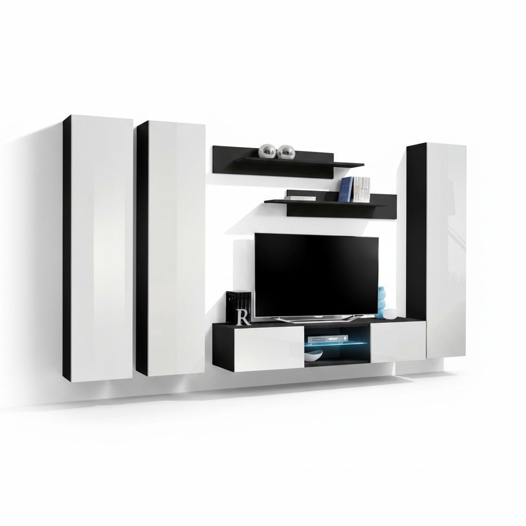 Wohnzimmer Set Wohnwand Wandschrank TV Ständer Luxus Möbel Komplett Holz