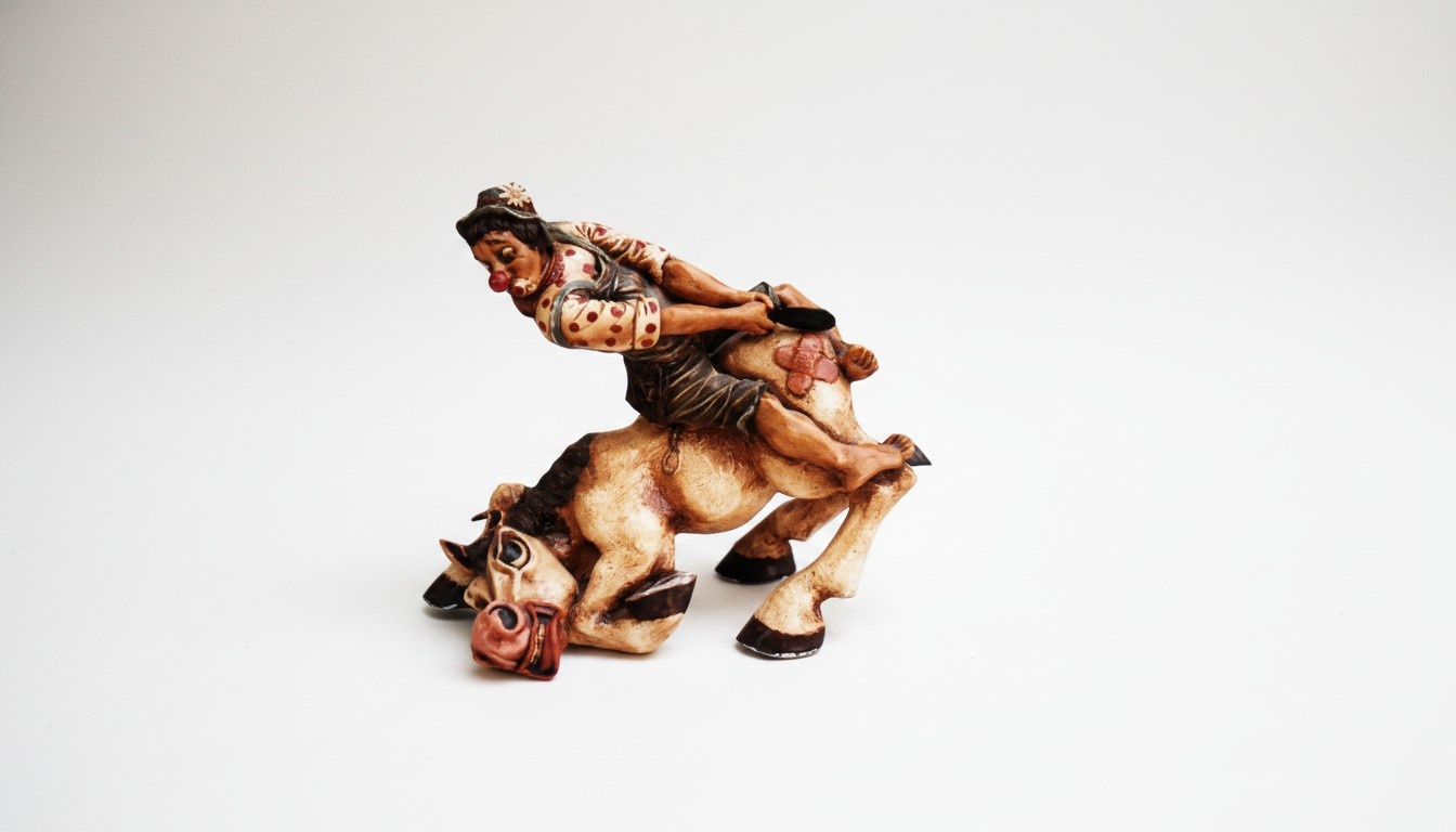 Design Clown auf Pferd Figur Statue Skulptur Figuren Skulpturen Deko