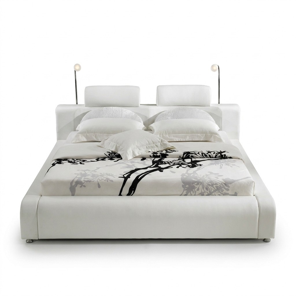 Design Doppelbett Lederbett Betten Bett Polster Leder Schlafzimmer Ehe