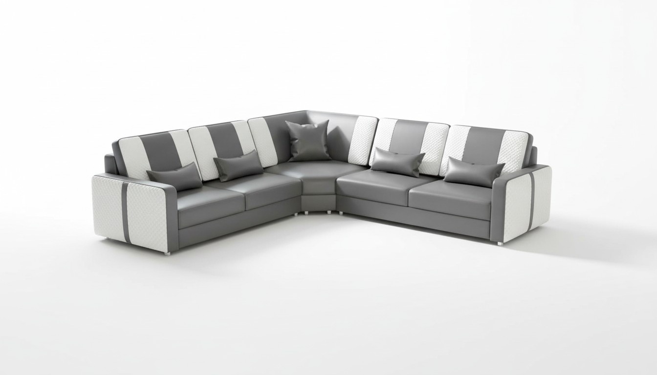 Design Eckgarnitur Ledersofa Ecksofa L Form Couch Sofa Grau Eckcouch