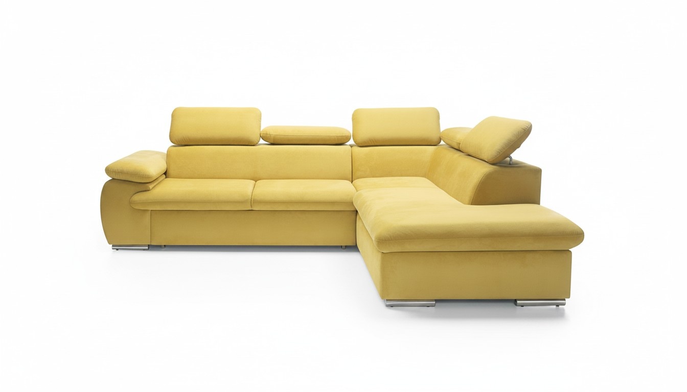 Design Ecksofa L-Form Sofa Couch Polster Schlafsofa Textil Bettfunktion Schlaf