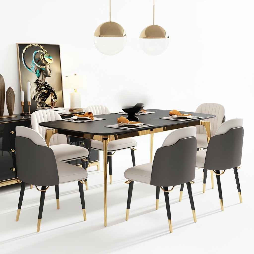 Design Essgruppe Esstisch Garnitur Tisch 6x StÃ¼hle Sessel Esszimmer