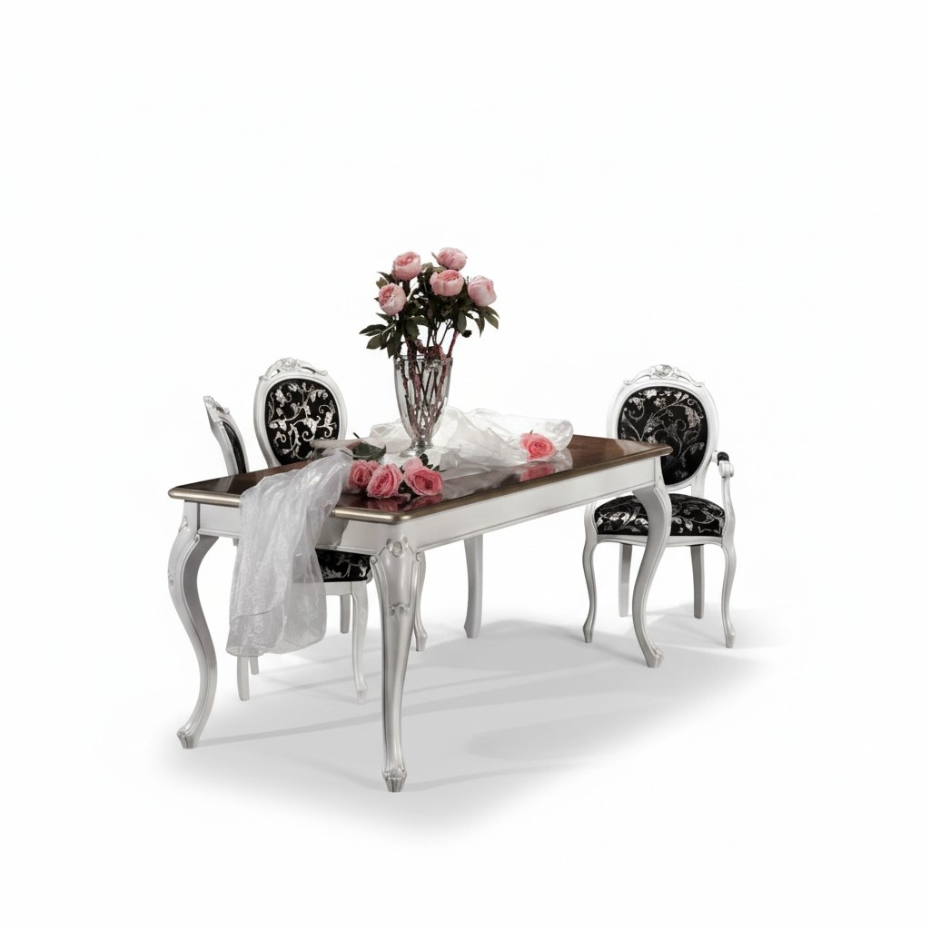 Design Esszimmer HolzmÃ¶bel 4x Stuhl weiÃ Tisch Essgruppe Essgarnitur Set 5tlg