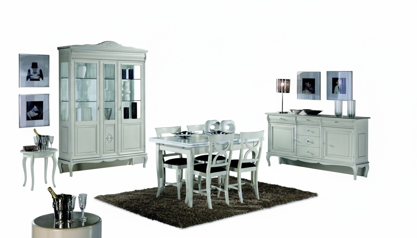 Design Esszimmer Set Garnitur 7tlg Holz MÃ¶bel Kommode 4x Stuhl Tisch Vitrine Neu