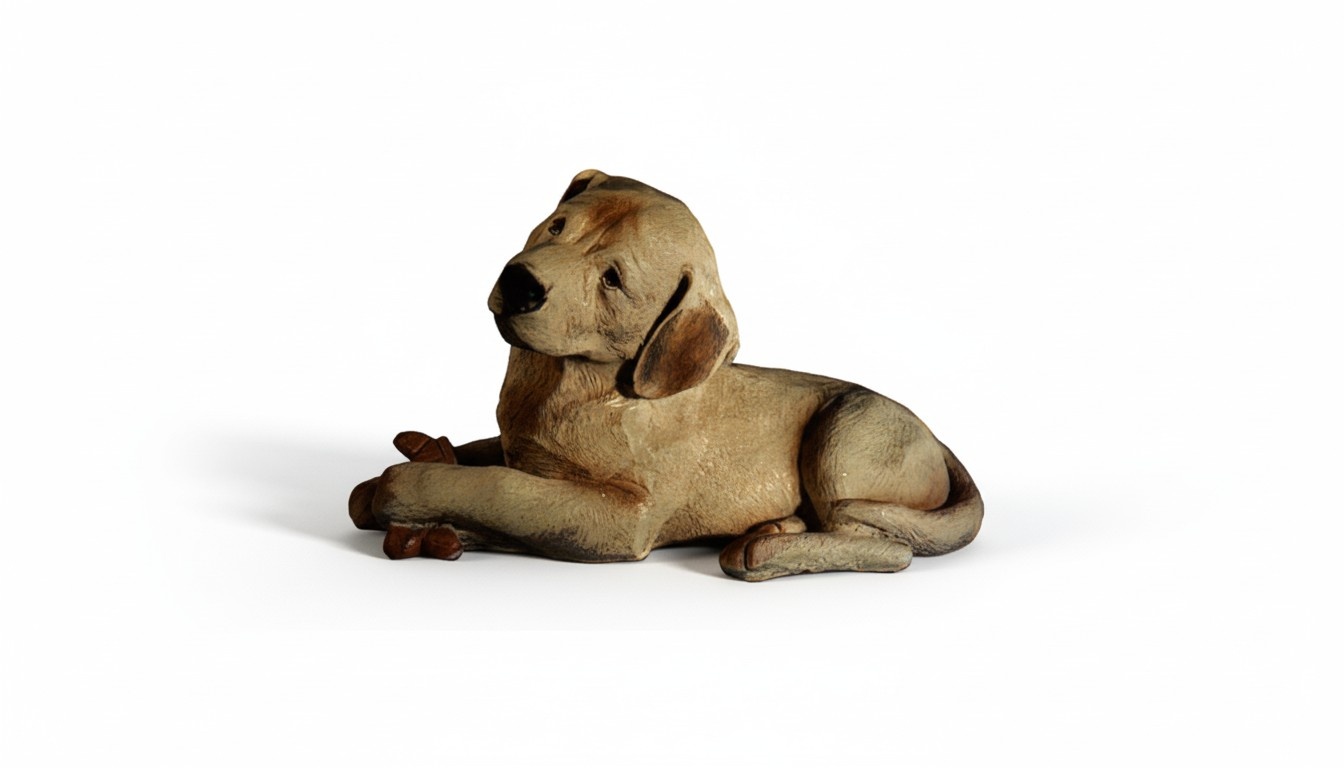 Design Hund mit Knochen Figur Statue Skulptur Figuren Skulpturen