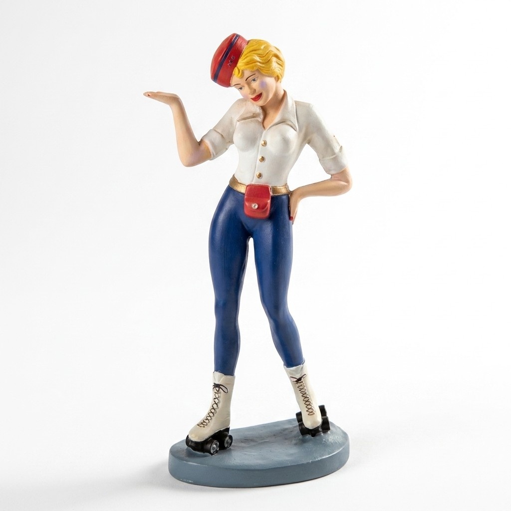 Design Kellnerin USA Rollschuhe Figur Statue Skulptur Figuren Skulpturen
