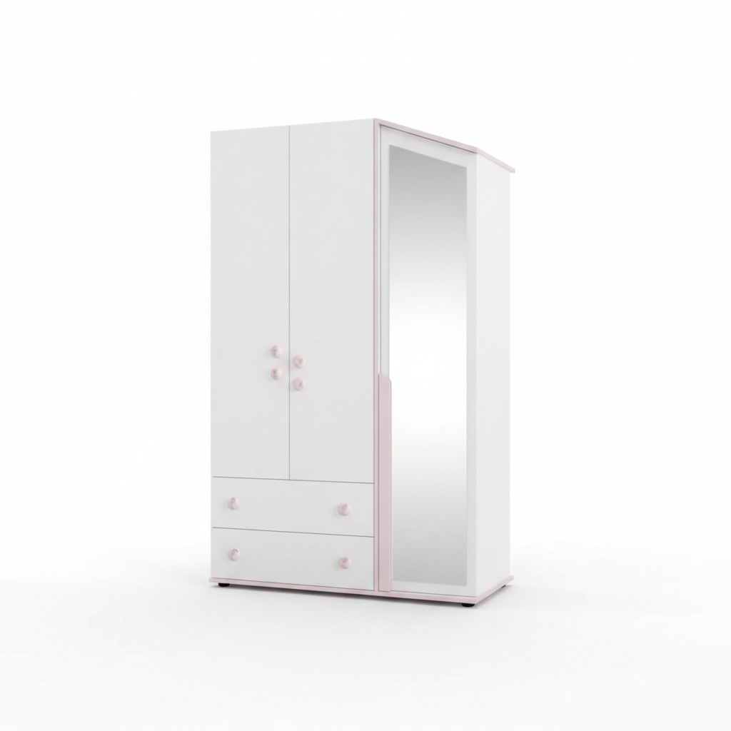 Design Kleiderschrank Holzschrank Schrank MÃ¶bel Holz Spiegel WeiÃ Neu
