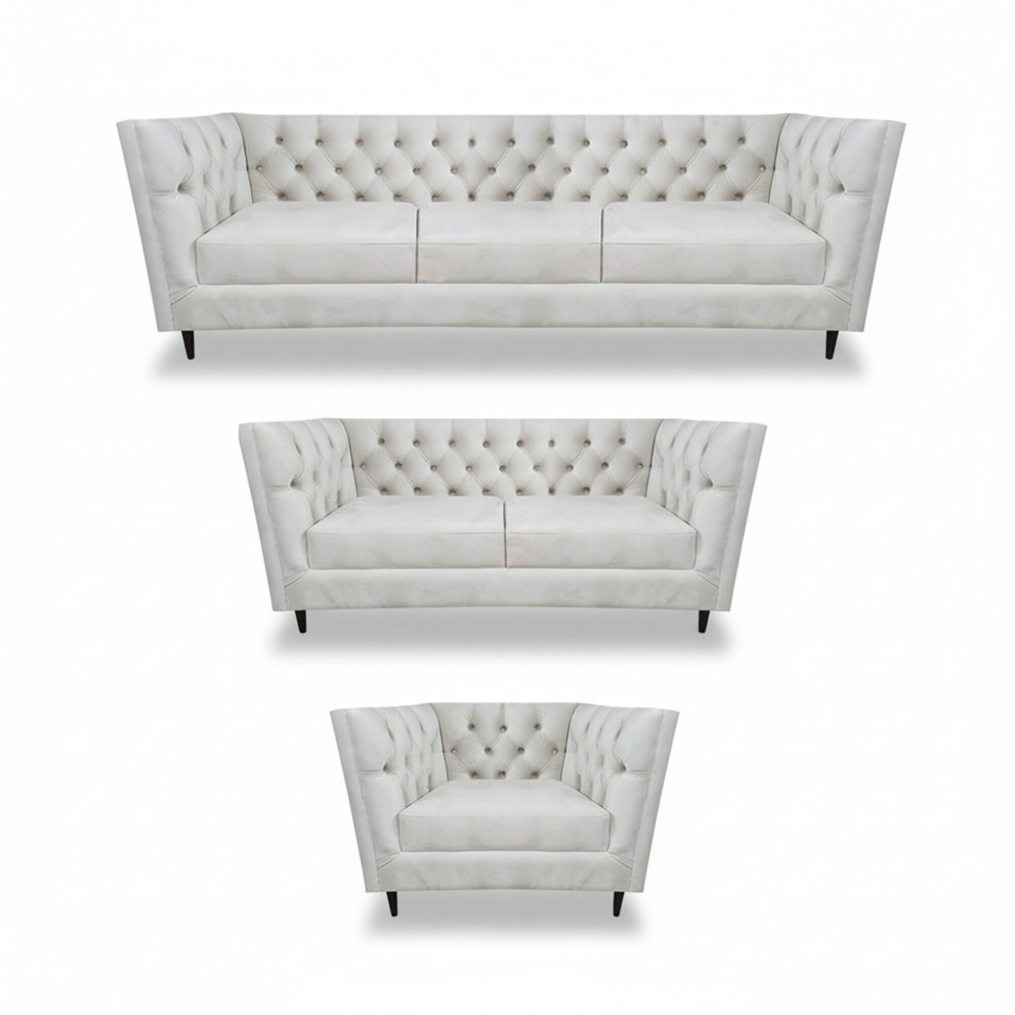 Design Komplett WeiÃ MÃ¶bel Wohnzimmer Set 3tlg Luxus PolstermÃ¶bel Chesterfield