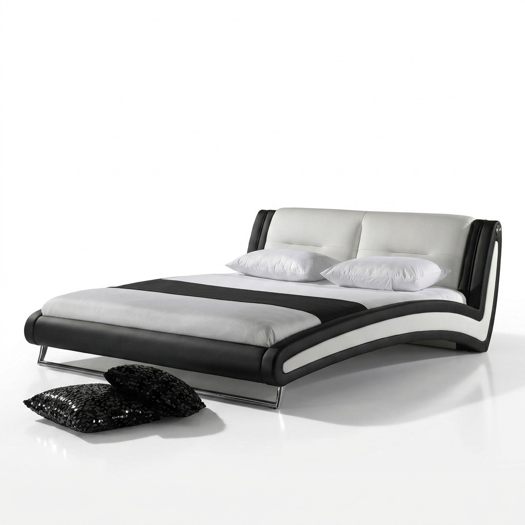 Design Leder Bett Doppel Ehe Modernes Gestell Luxus Schlaf Zimmer
