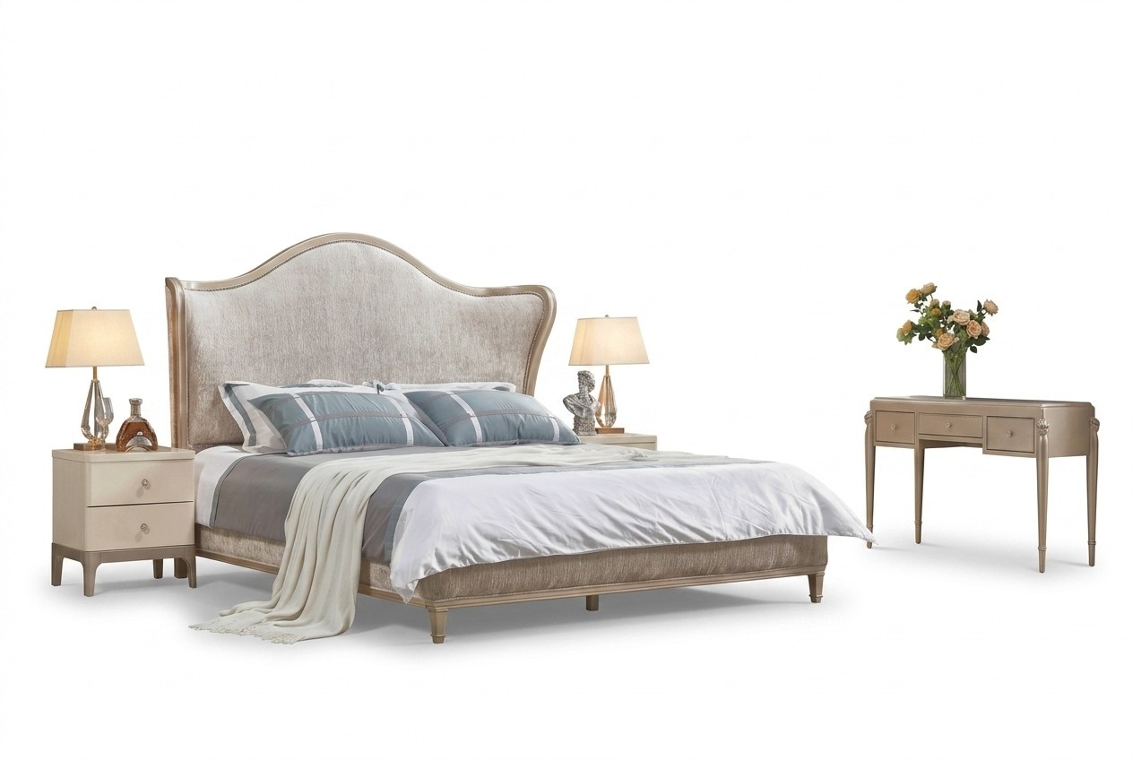 Design Luxus Doppel Silber Betten MÃ¶bel Schlafzimmer Bett Polster
