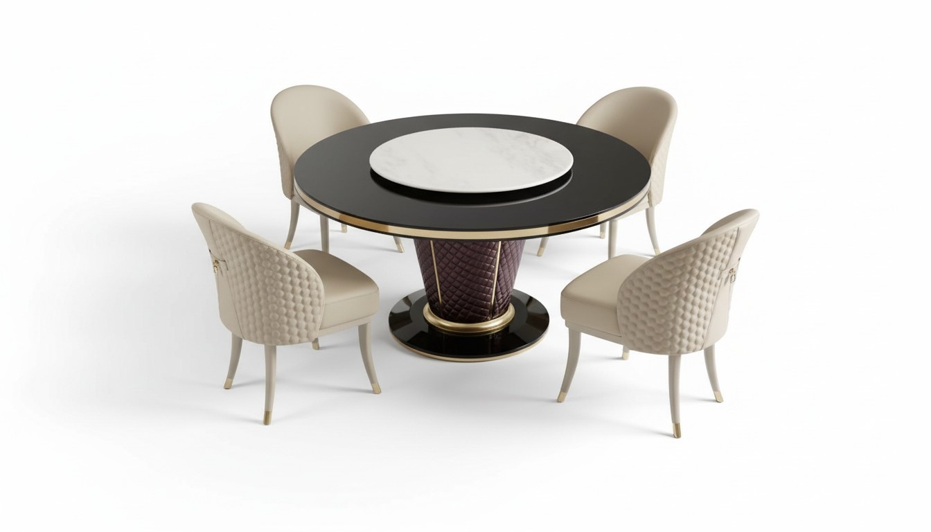Design Rund Tisch 4x Sessel StÃ¼hle Ess Zimmer Sitz Polster Runde Tische