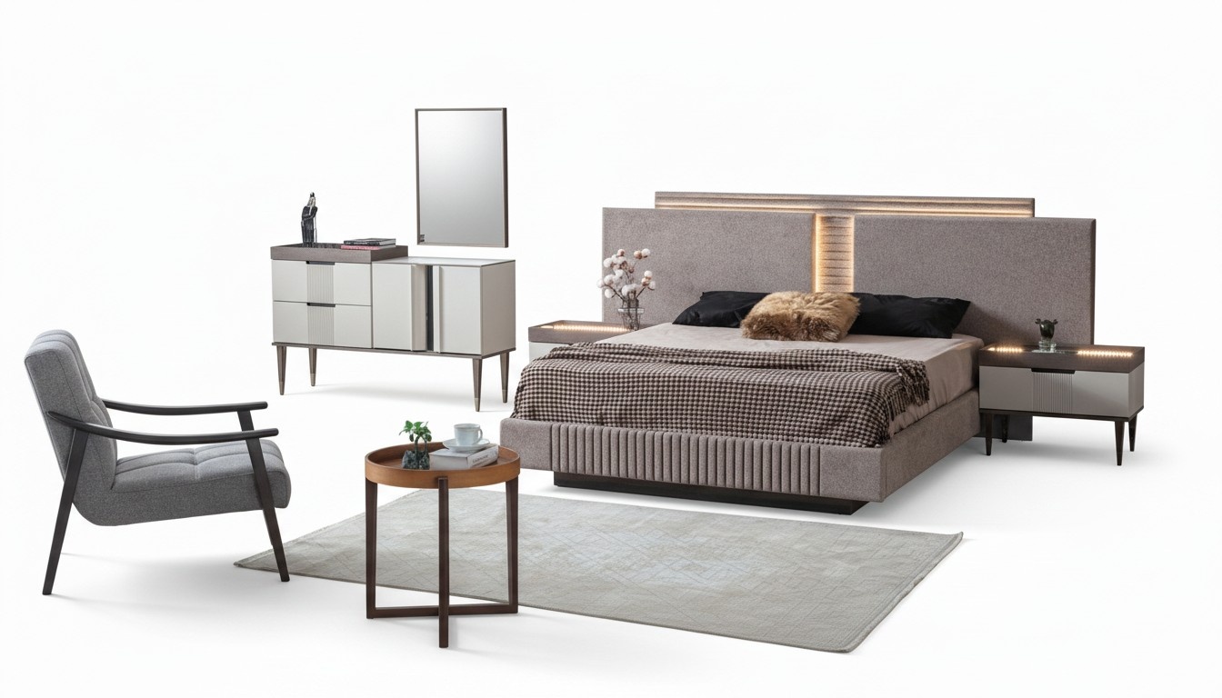 Design Schlafzimmer 5 tlg. Schlafzimmer Set Bett Nachttisch Schminktisch