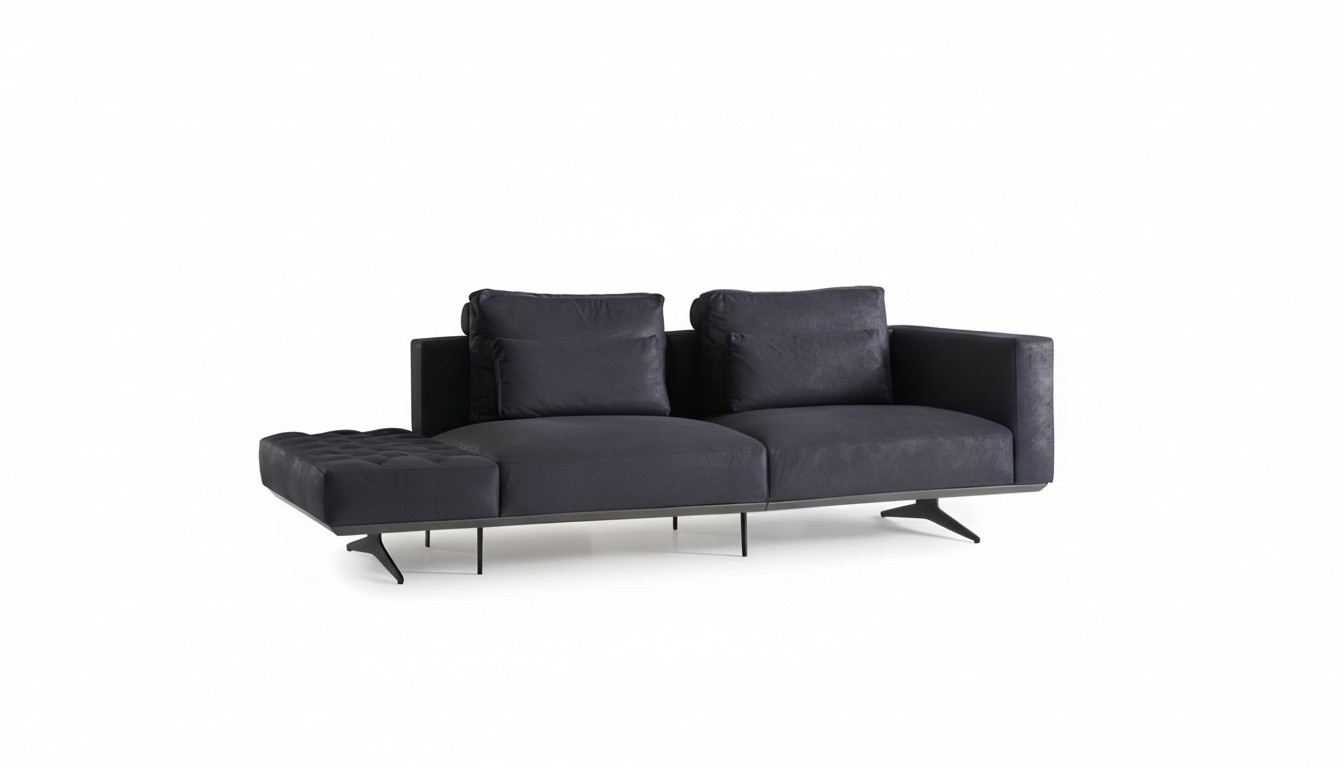 Design Sofagarnitur 3 Sitzer Textil Couch Polster Sofa Couchen Schwarz