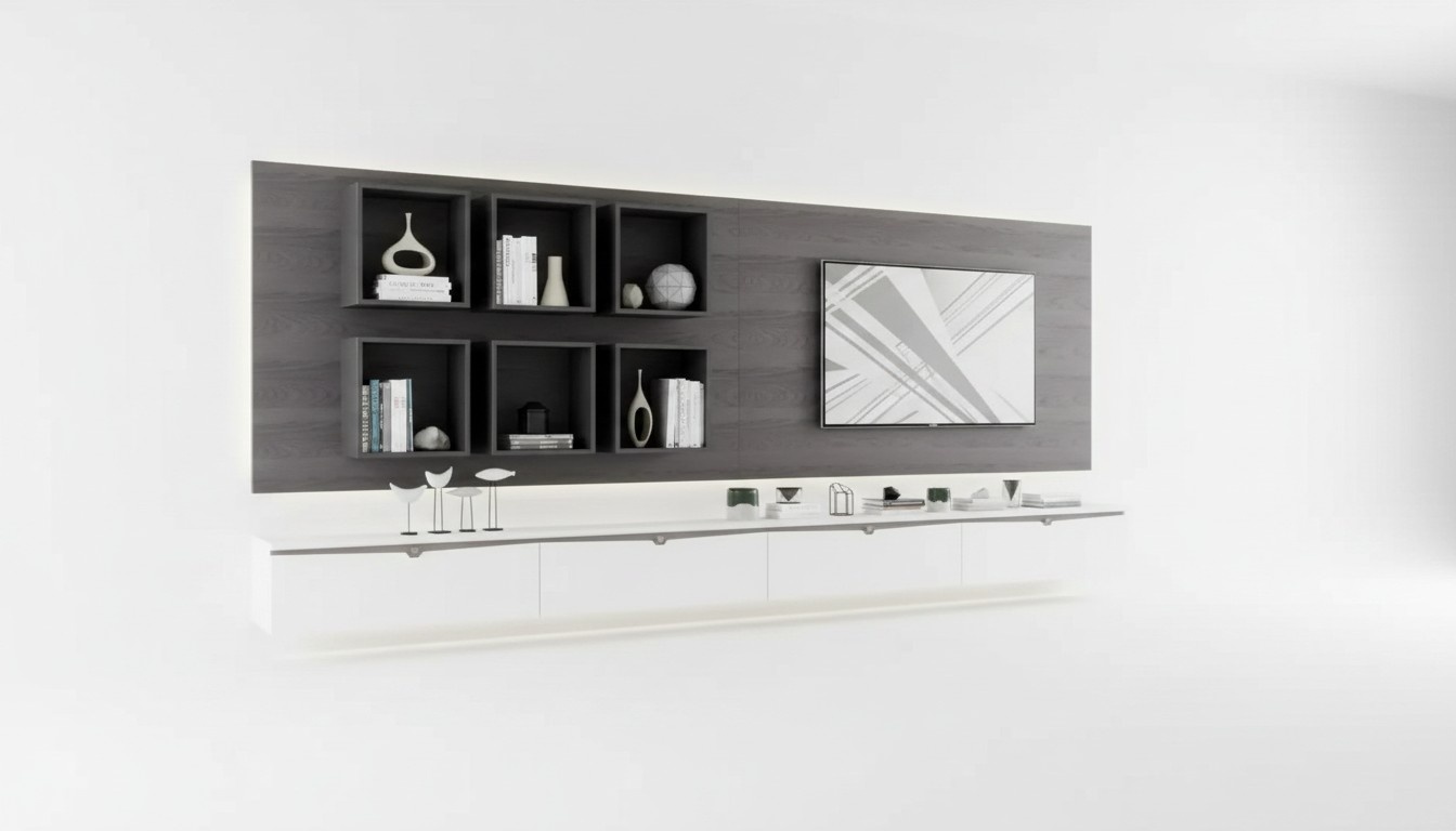 Design Wandschrank Regal Wohnzimmer TV-StÃ¤nder Holz Wand Regale Italy