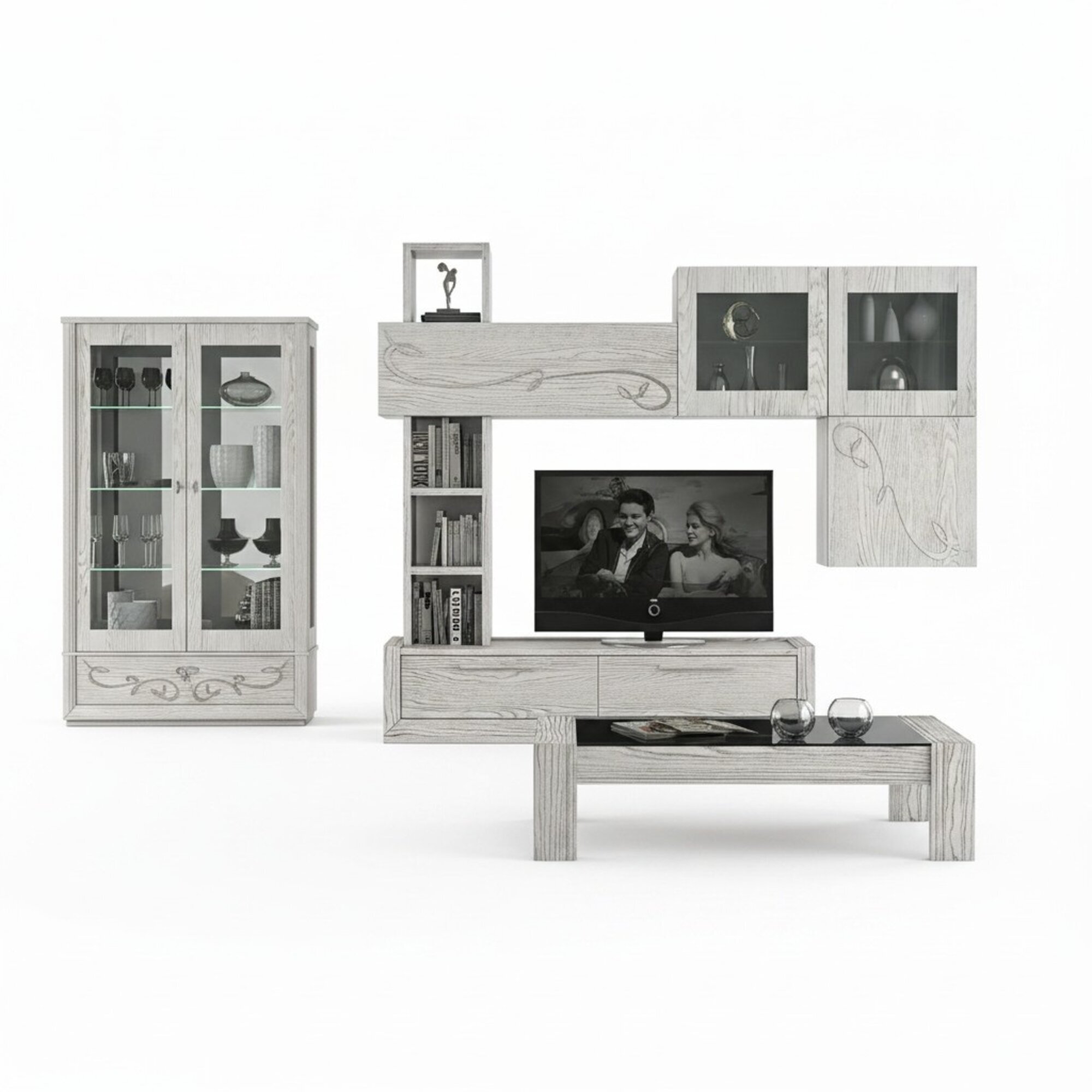 Wandschrank Regale Design Wohnzimmer Holz SchrÃ¤nke Vitrine Wandregale Italien MÃ¶bel