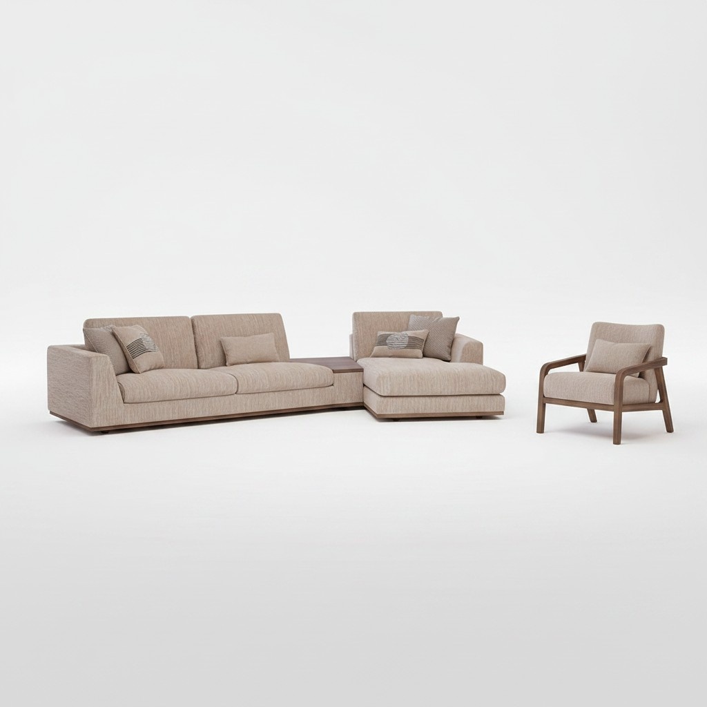 Designer Beige Sofas L-Form PolstermÃ¶bel Ecksofa Neu Luxus Sessel Wohnzimmer