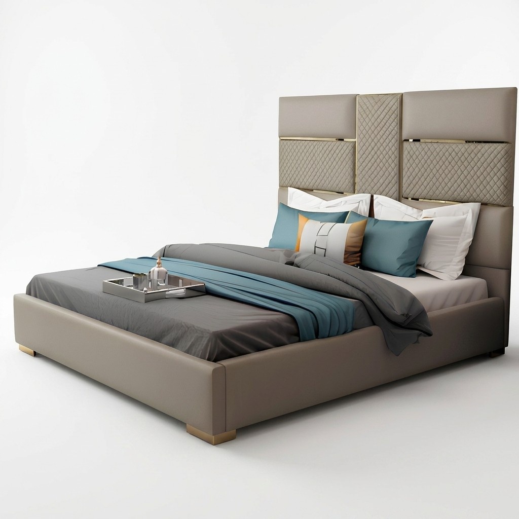 Designer Bett 180x200 Leder Hotel Metall Betten Doppel Schlaf Zimmer