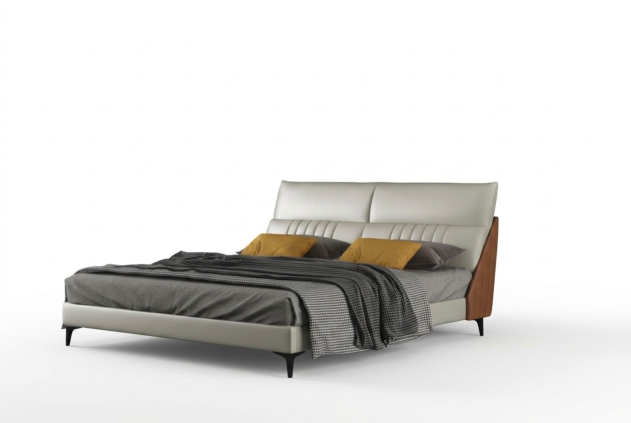 Designer Bett Schlafzimmer Betten Textil Leder Hotel Luxus Samt Weiß