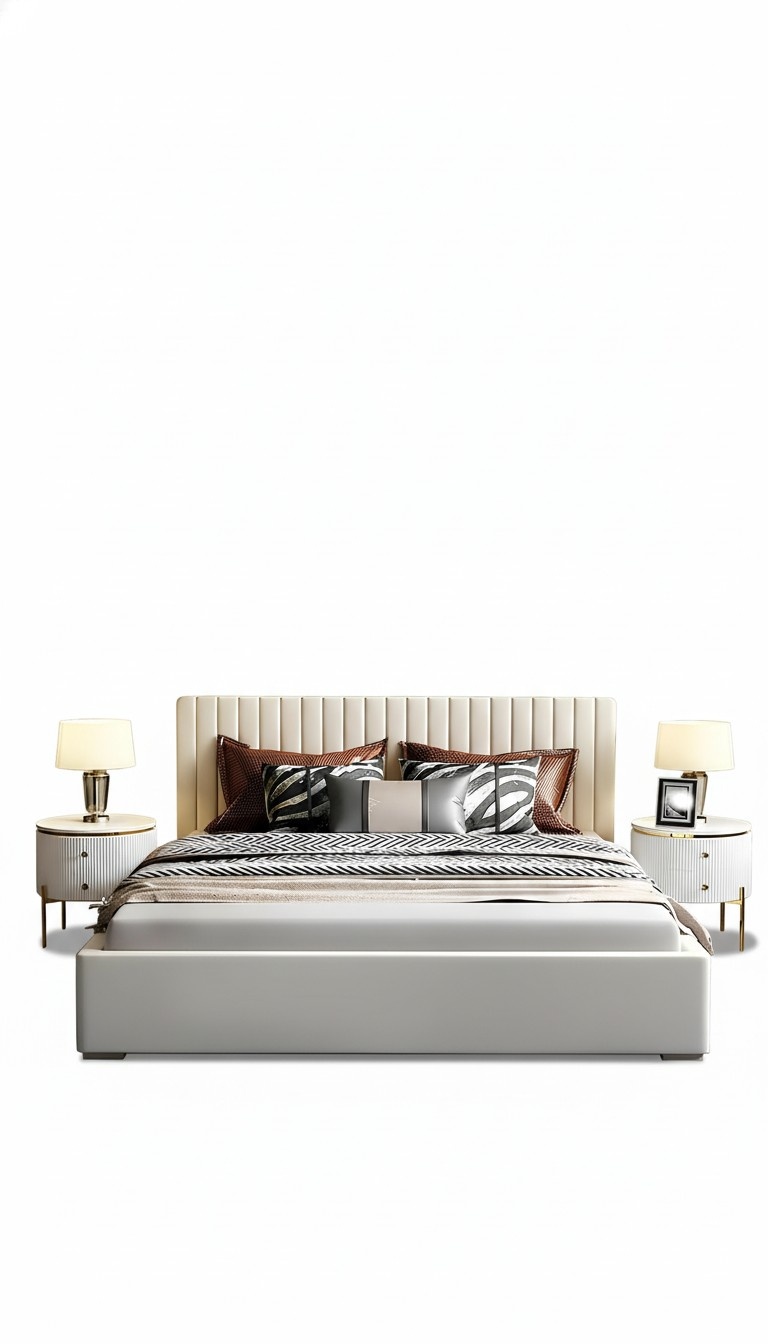 Designer Bett Schlafzimmer Doppelbett Luxus Betten Leder Hotel Polster