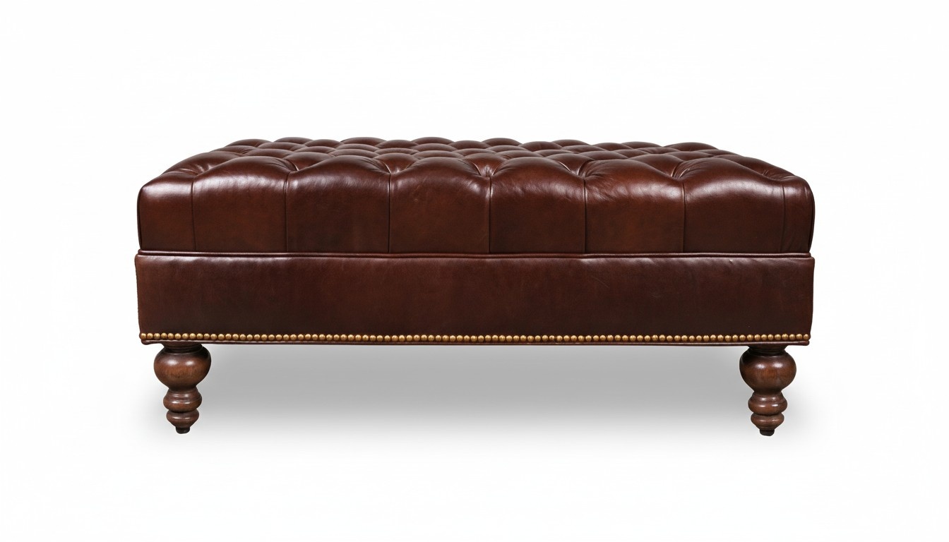 Designer Braun Hocker Leder Textil Luxuspolster Chesterfield FuÃhocker
