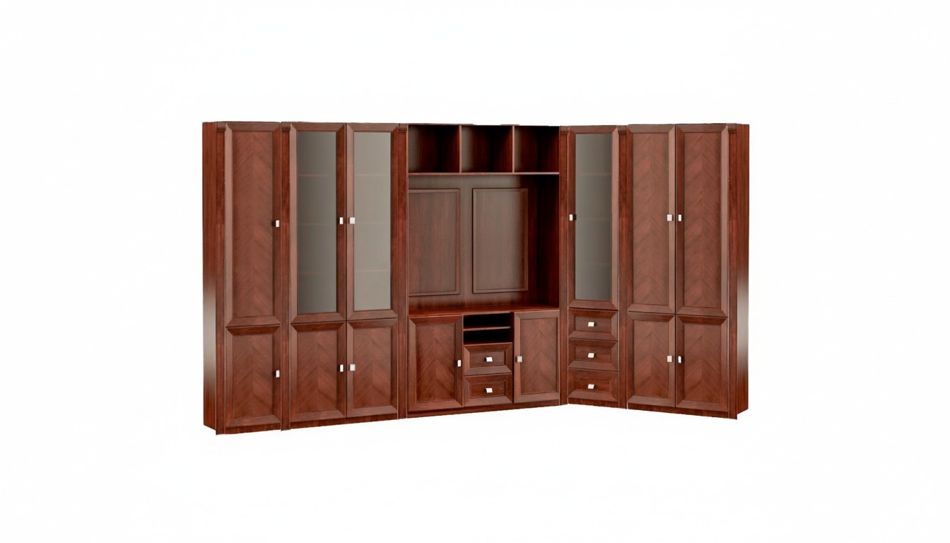 Designer BÃ¼ro Eckschrank Braune Holz MÃ¶bel L-Form Robuster Kleiderschrank