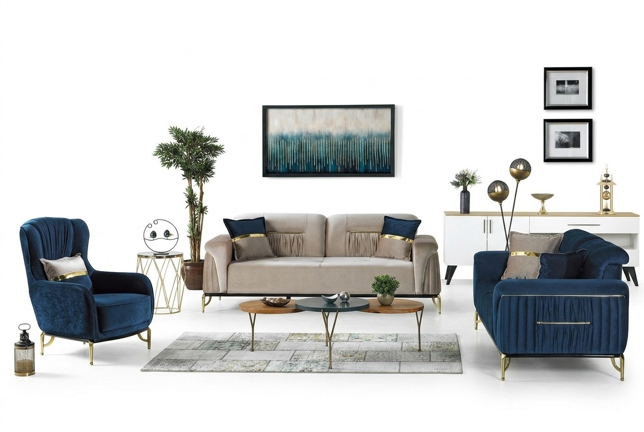 Designer Sofagarnitur 3+3+1 Sitzer Polster Couch Sitzgarnitur Set Neu