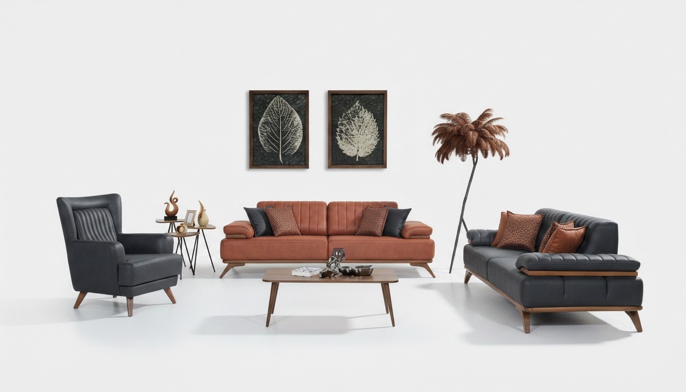 Designer Wohnzimmer Garnitur Kunstleder Sofas Ledersessel 3tlg MÃ¶bel Set
