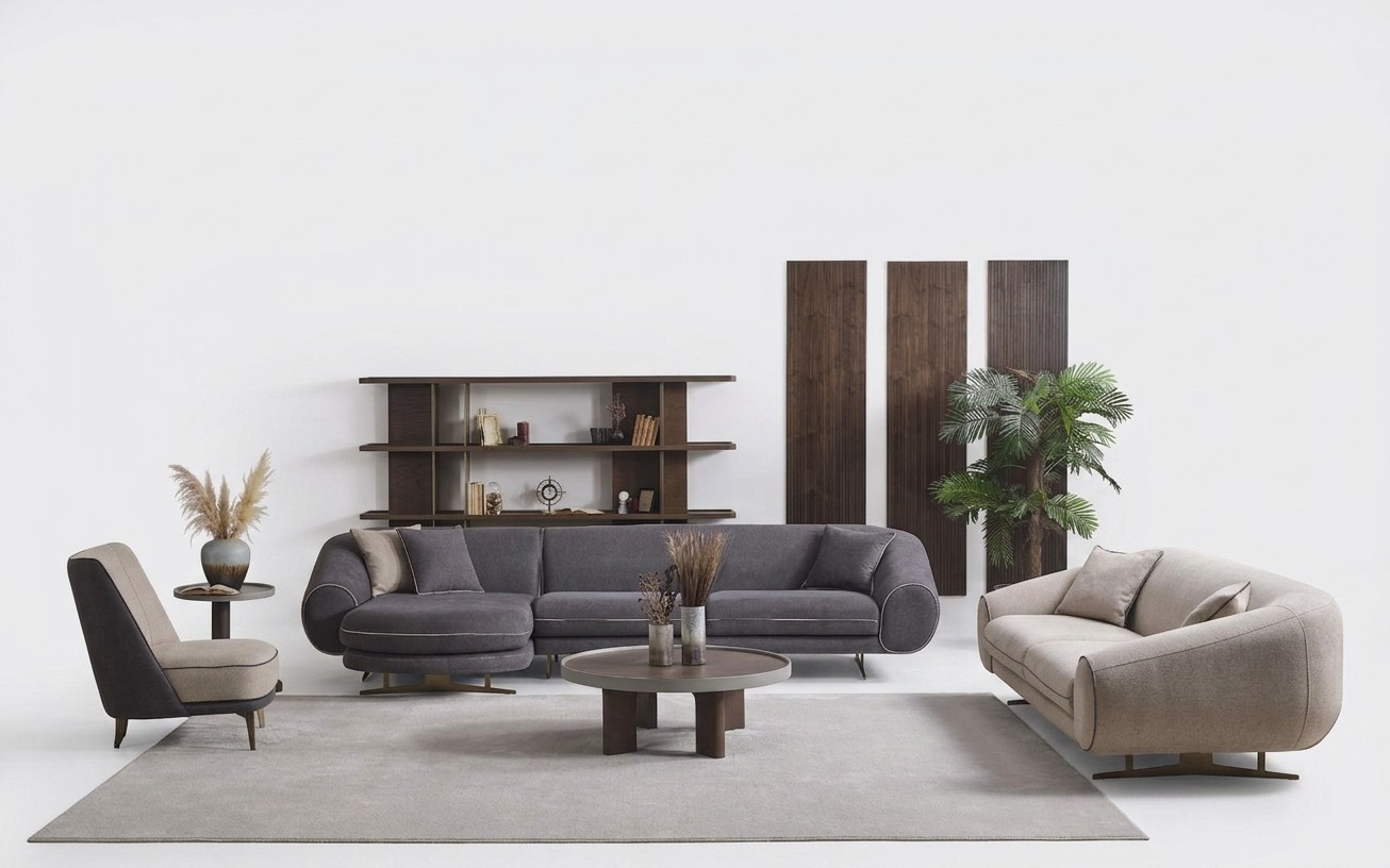 Designer Wohnzimmer Garnitur L-Form Sofa 3-Sitzer Sessel Polster MÃ¶bel