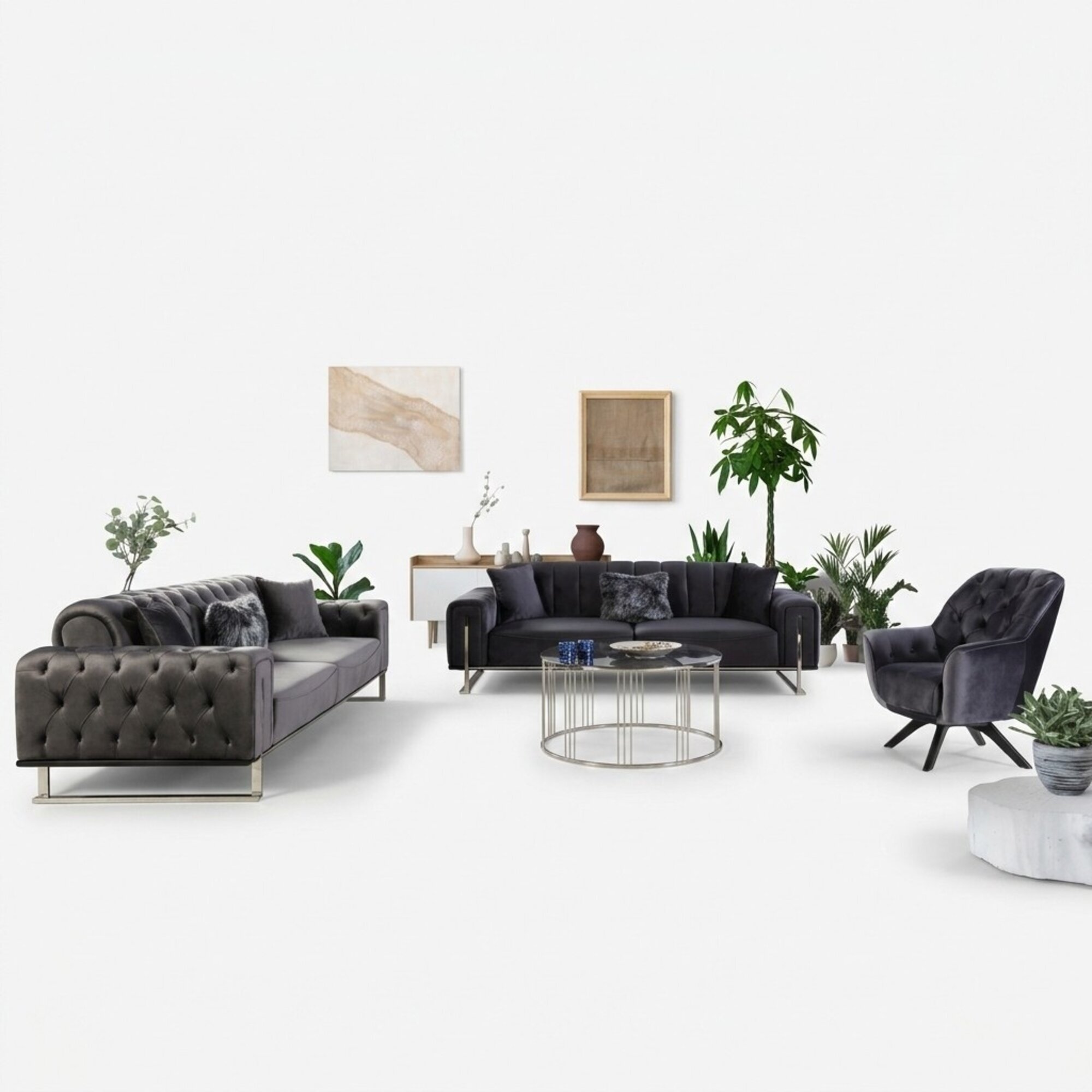 Designer Wohnzimmer Set Sofagarnitur 3+3+1 Sitz MÃ¶bel Garnituren 3tlg.