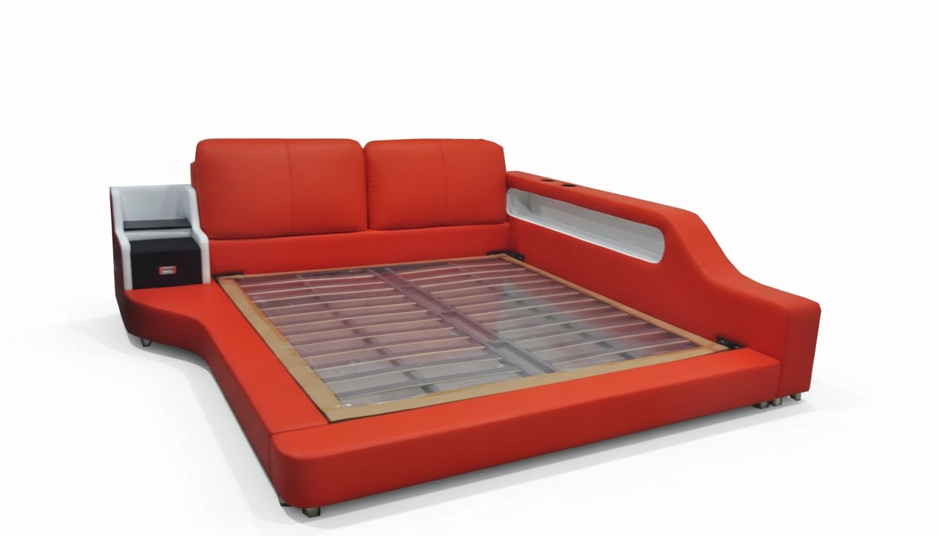 Doppel Luxus Design Leder Betten mit USB Hotel Multifunktion LB8841