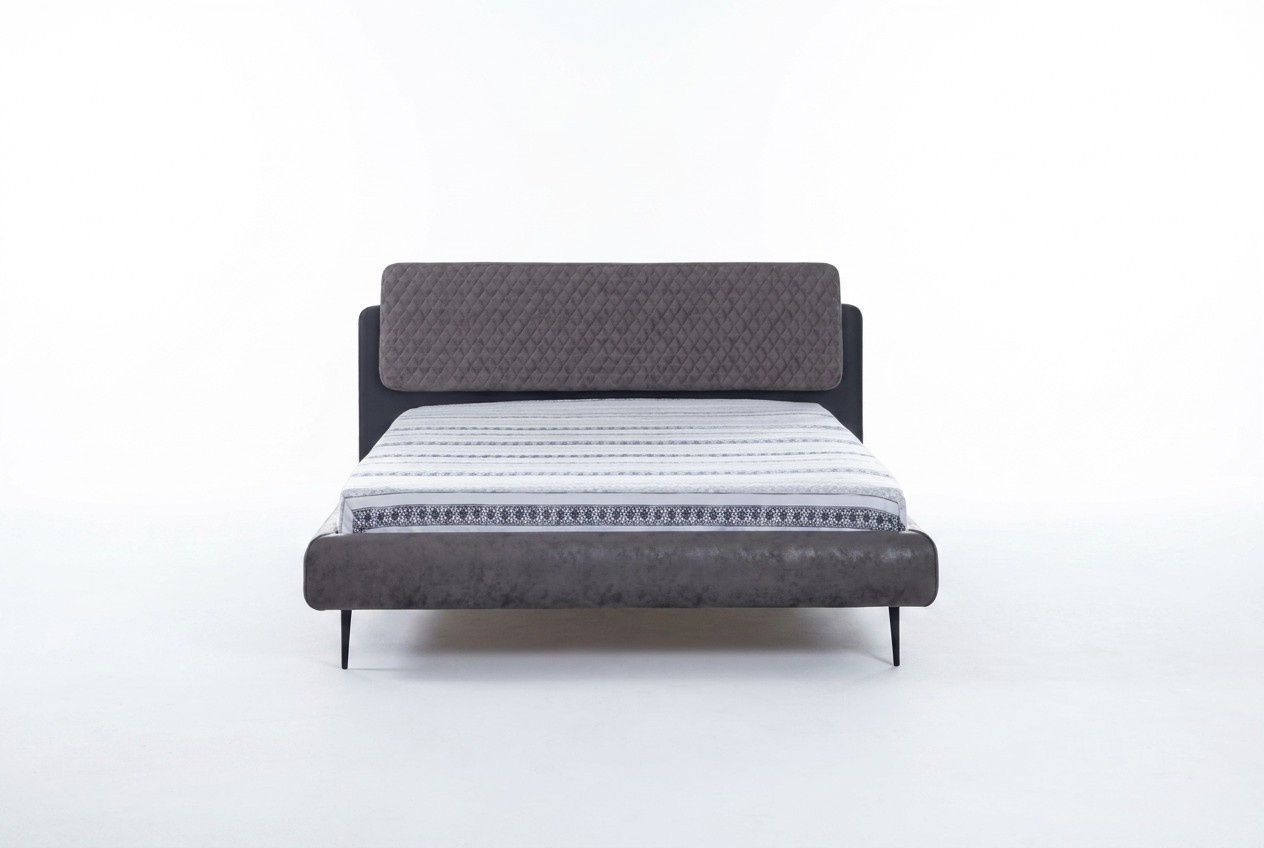 Doppelbett Bett 160 cm Bettrahmen Grau Stoff Betten Modern Schlafplatz